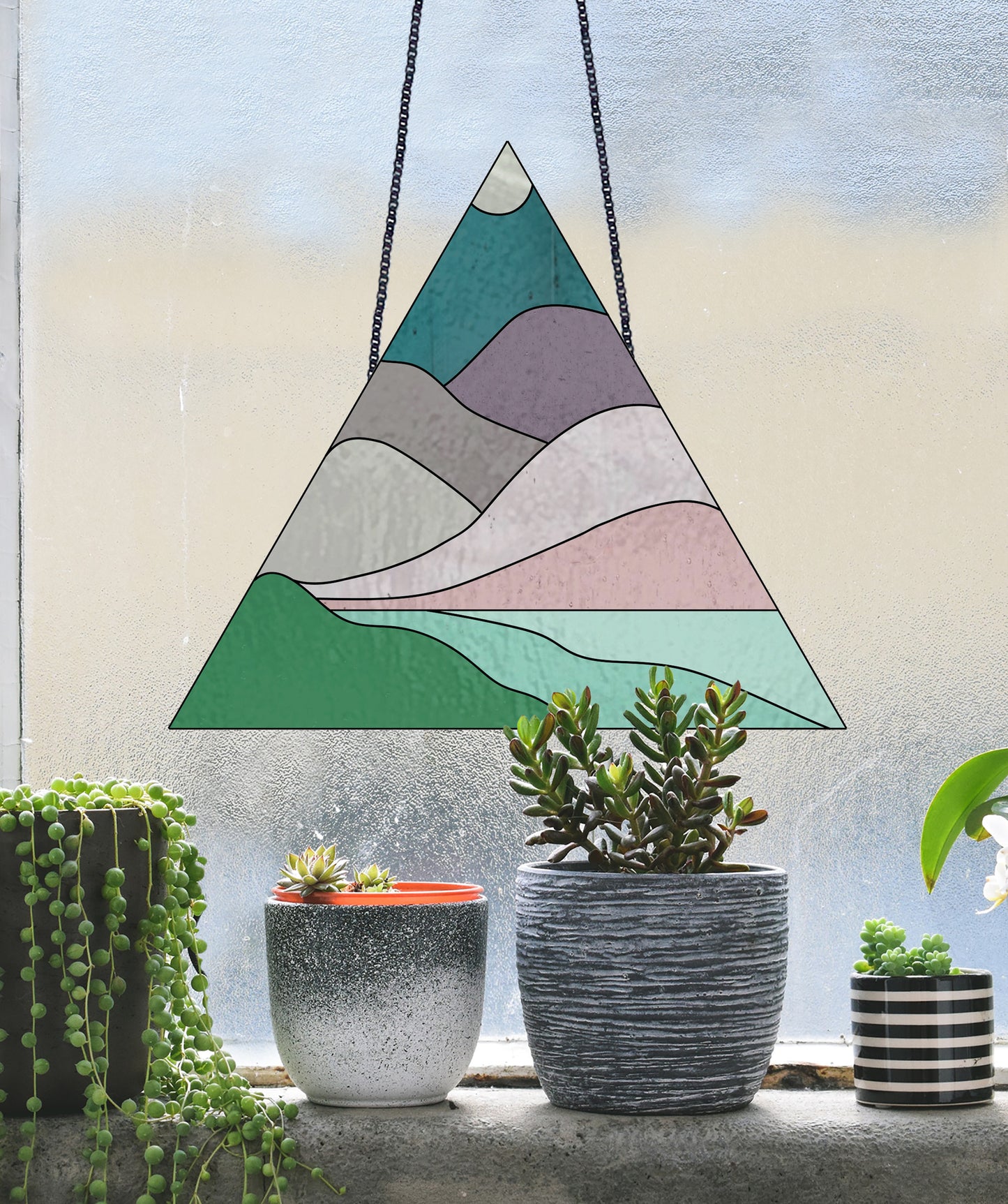 Boho Landscape Triangle Stained Glass Pattern