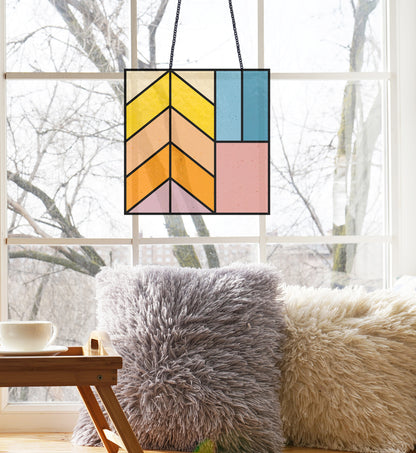 A picture of the Minimalist Geometric Square Beginner Stained Glass Pattern from GlassyRock Arts. 